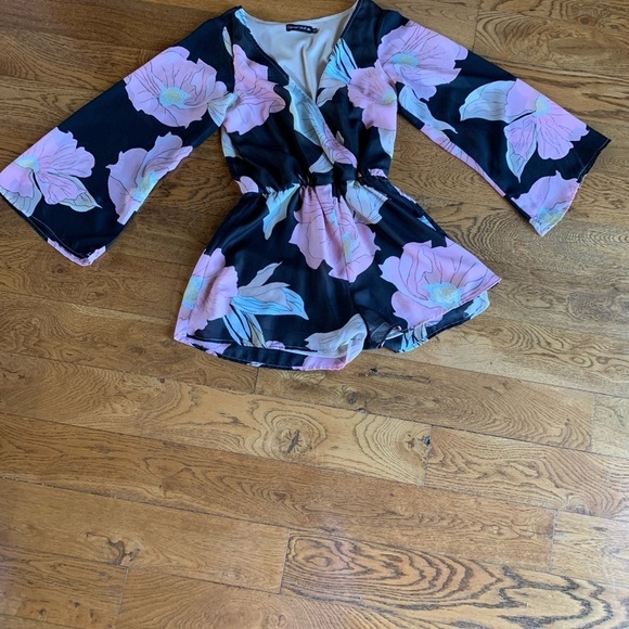 Crystal Doll Black Floral Romper - Picture 3 of 11